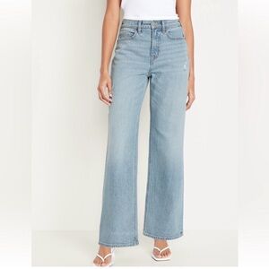 Old Navy extra high rise sky-hi wide leg light wash denim NWT size 10